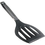 Black, closed double spatula on white background.